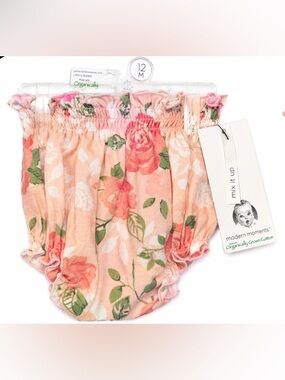 Gerber Organic Baby Floral Bloomers Diaper Cover 12M NWT